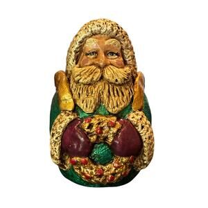 Vintage '90's Roly Poly Resin Santa Claus, Hand Painted, EUC